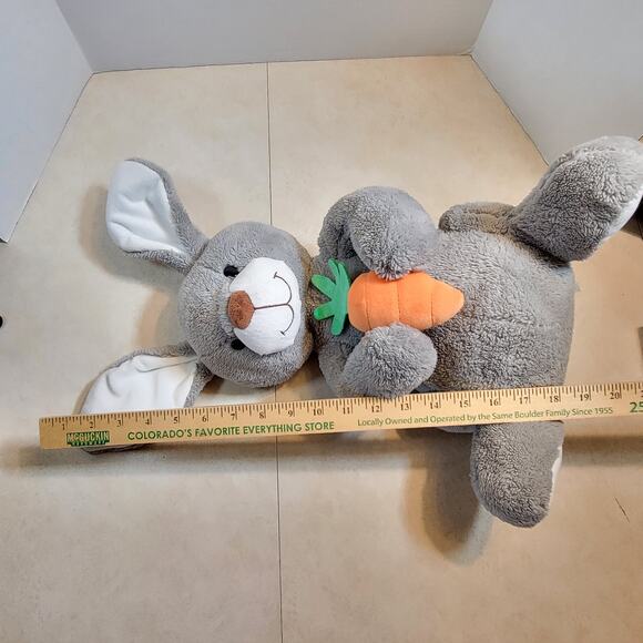 Gray Bunny Rabbit Plush Stuffed Animal 18" Holding Carrot Animal Adventure - Picture 8 of 16